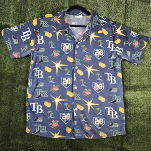 Tampa Bay Rays MLB All Over Print Button Up Shirt Men's XL Tropical Flamingo
